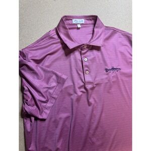 Peter Millar Summer Comfort Golf Polo Shirt Mens L‎ Pink Embroidered Fish